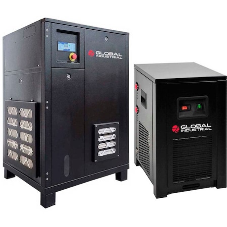 Global Industrial Tankless Rotary Screw Compressor w/Dryer, 5 HP, 1 Phase, 230V 133688